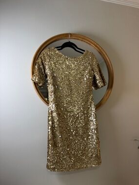 Ark & Co Gold Sequin Short Mini Dress